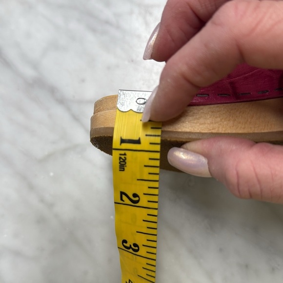 Anthropologie Swedish Hasbeens Anette Pink Wooden Heeled Skip On Clog Sandal 39 - Picture 8 of 10